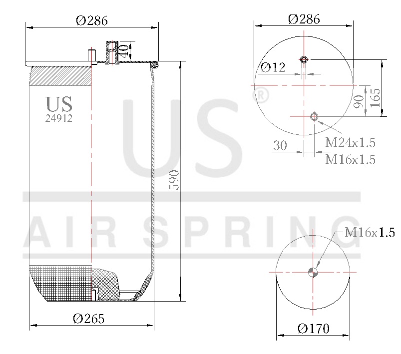 24912 P10 PİSTONSUZ KÖRÜK TEK GİRİŞ