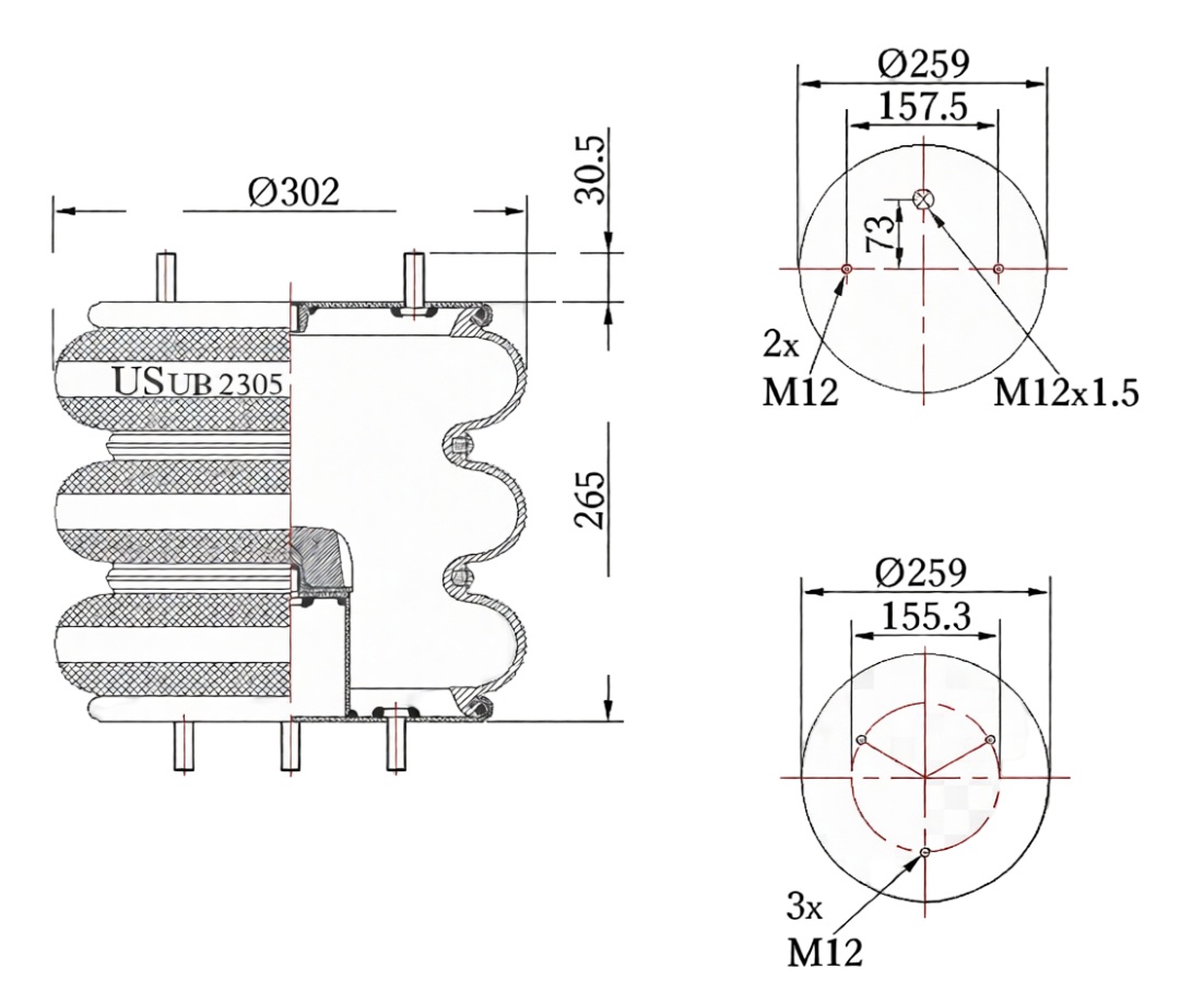 SÜSPANSİYON KÖRÜĞÜ ÜÇ KATLI 2305-03 (3B305)  